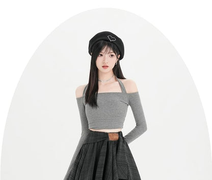 Plaid Asymmetrical Tie Front A-Line Skirt