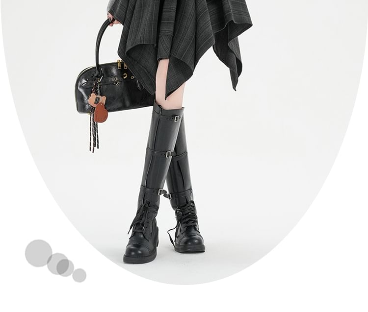 Plaid Asymmetrical Tie Front A-Line Skirt