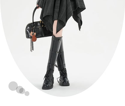 Plaid Asymmetrical Tie Front A-Line Skirt