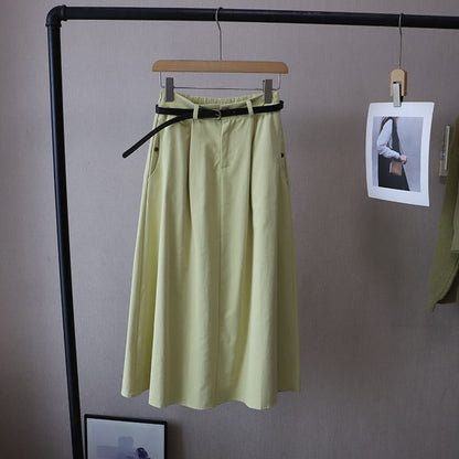 Midi A-Line Skirt with High Rise