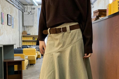 Asymmetrical Midi A-Line Skirt