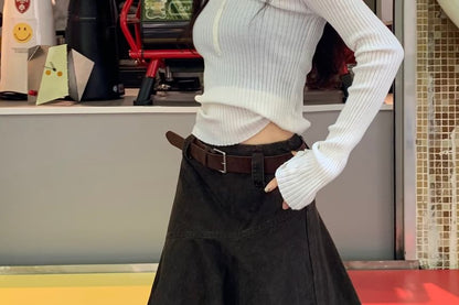 Asymmetrical Midi A-Line Skirt