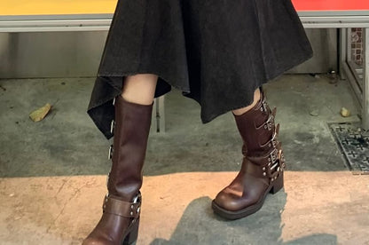 Asymmetrical Midi A-Line Skirt