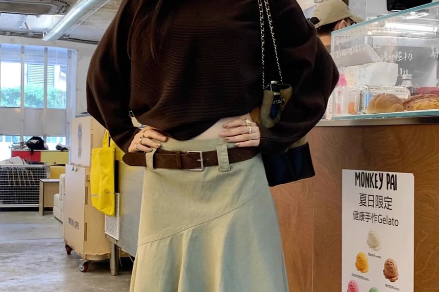 Asymmetrical Midi A-Line Skirt
