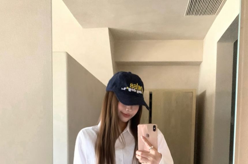 Oversized Shirt or Denim Button Jacket with Long Sleeves and Collar