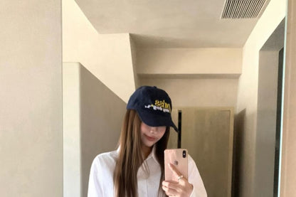 Oversized Shirt or Denim Button Jacket with Long Sleeves and Collar