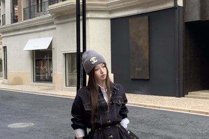 Oversized Shirt or Denim Button Jacket with Long Sleeves and Collar