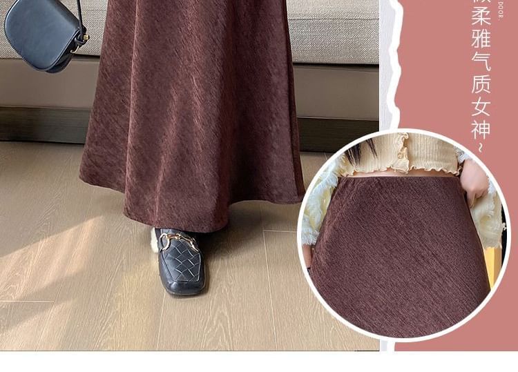 Corduroy High Rise Maxi A-Line Skirt