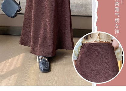 Corduroy High Rise Maxi A-Line Skirt