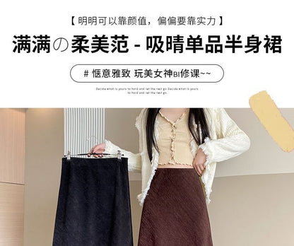 Corduroy High Rise Maxi A-Line Skirt
