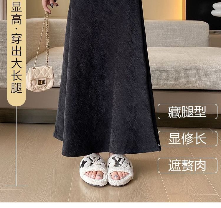 Corduroy High Rise Maxi A-Line Skirt