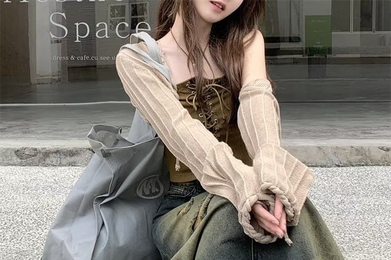 Distressed Denim Maxi A-Line Skirt - Fringed