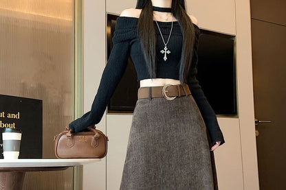 Maxi A-Line Skirt with Waistband