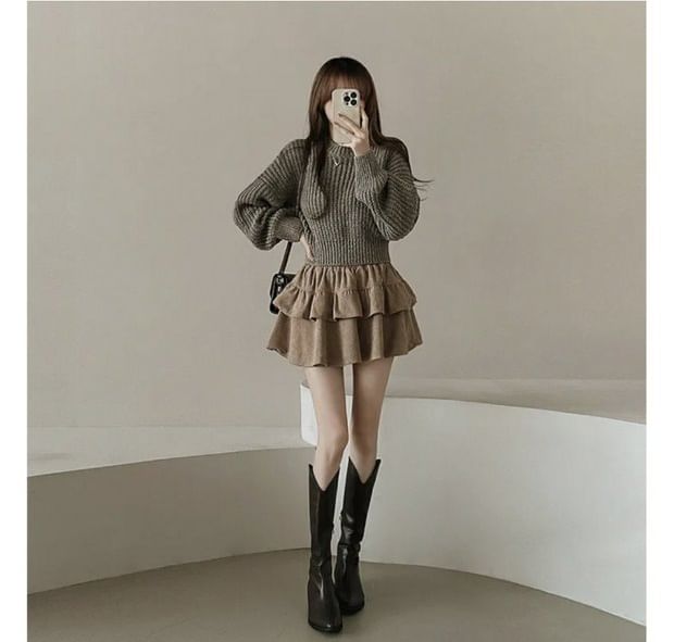 Mini Tiered Skirt with Elastic Waist