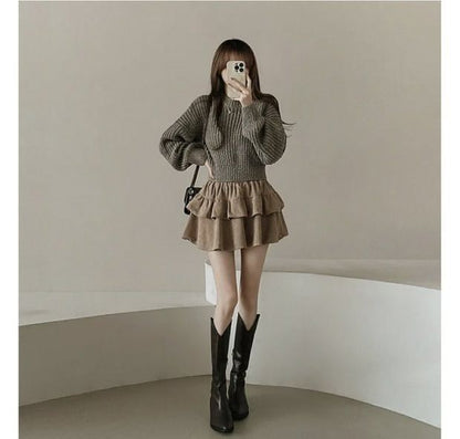 Mini Tiered Skirt with Elastic Waist