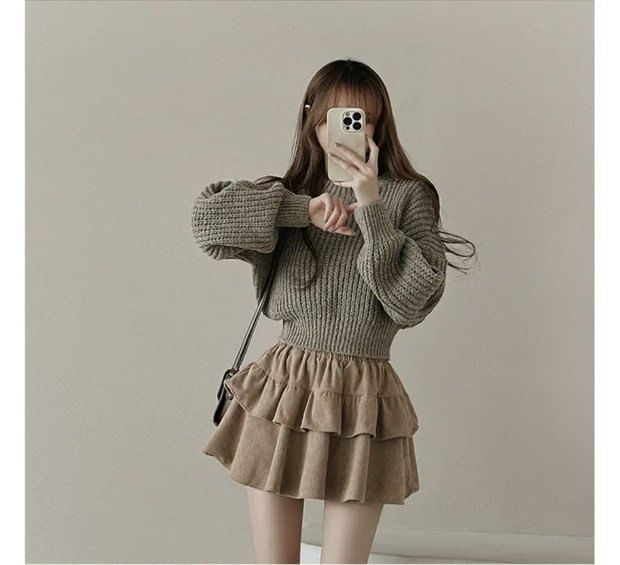Mini Tiered Skirt with Elastic Waist