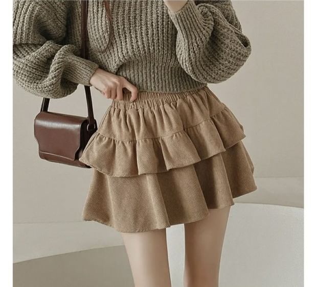 Mini Tiered Skirt with Elastic Waist
