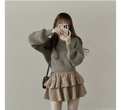 Mini Tiered Skirt with Elastic Waist