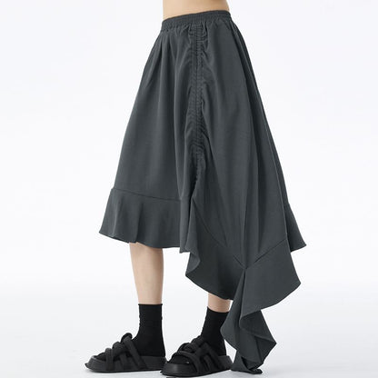 Asymmetrical A-Line Skirt - High Waist