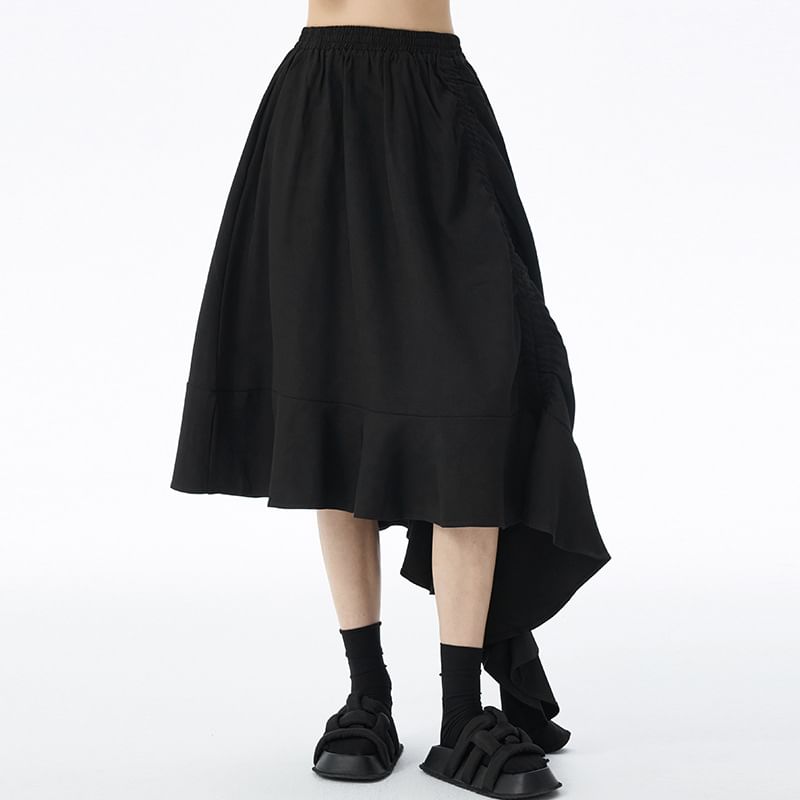 Asymmetrical A-Line Skirt - High Waist