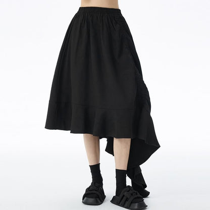 Asymmetrical A-Line Skirt - High Waist