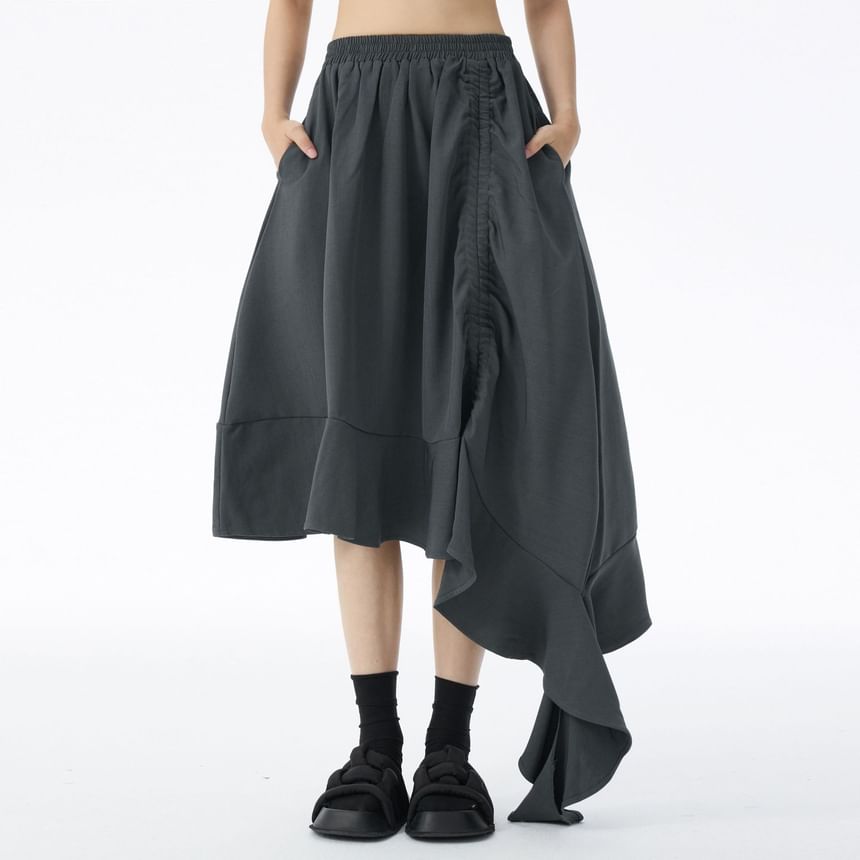Asymmetrical A-Line Skirt - High Waist