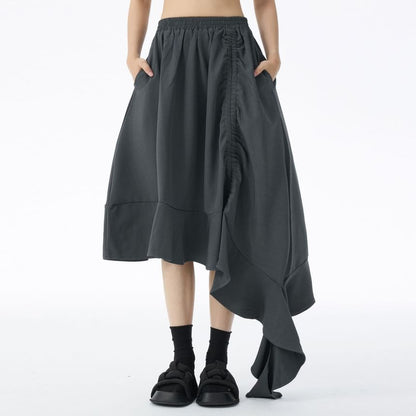 Asymmetrical A-Line Skirt - High Waist