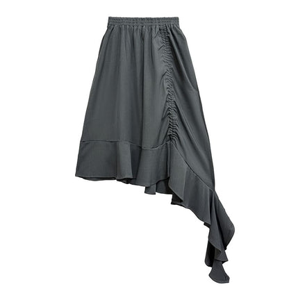 Asymmetrical A-Line Skirt - High Waist