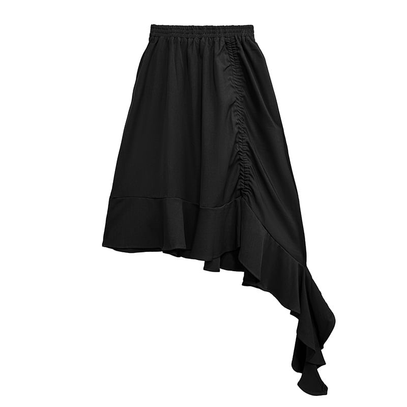 Asymmetrical A-Line Skirt - High Waist