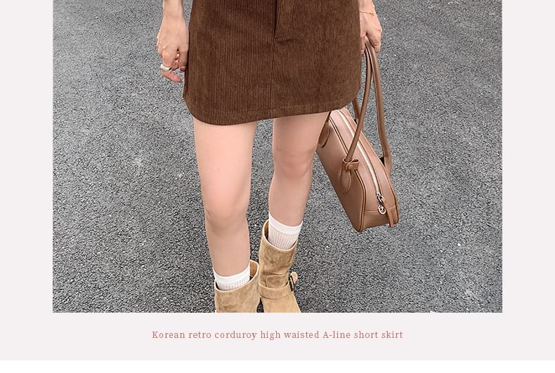 Corduroy Mini Skirt - Mid Waist
