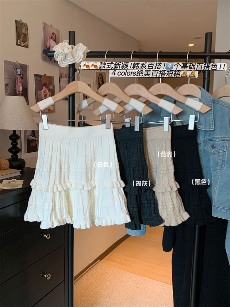 Knit Mini Skirt with High Waist