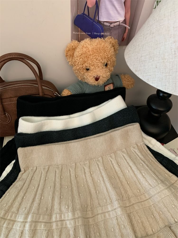 Knit Mini Skirt with High Waist