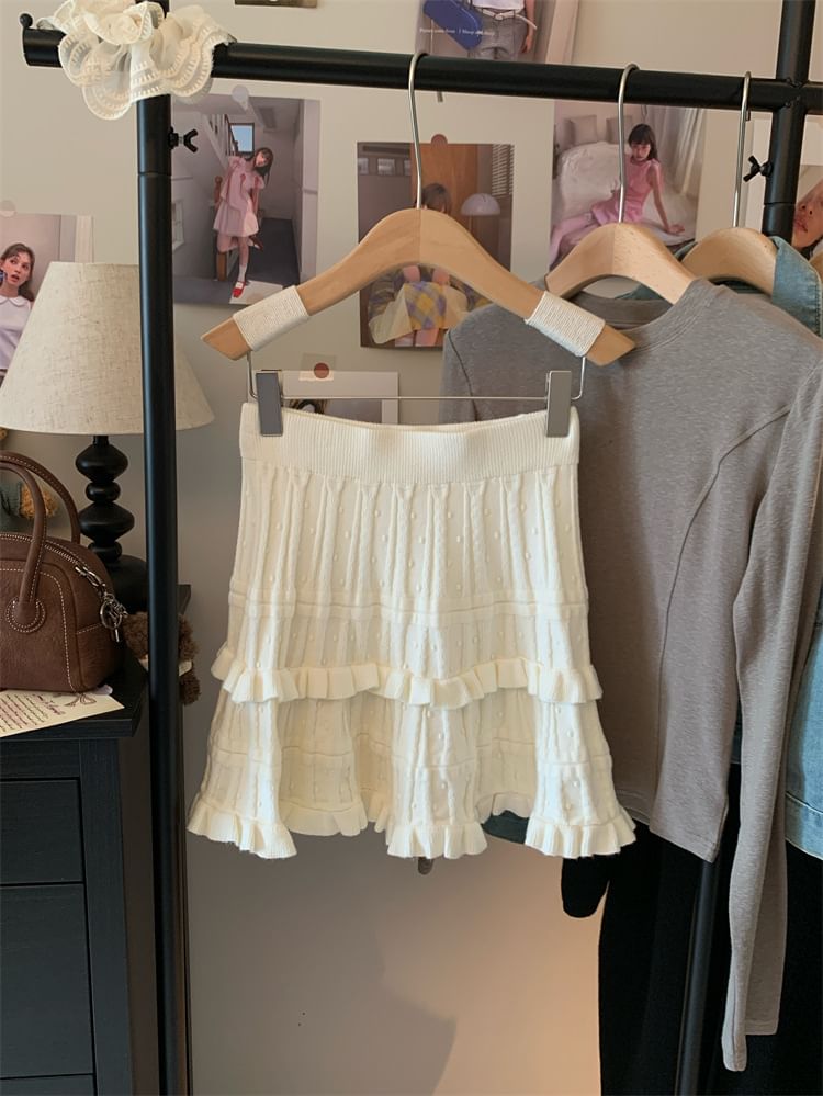 Knit Mini Skirt with High Waist