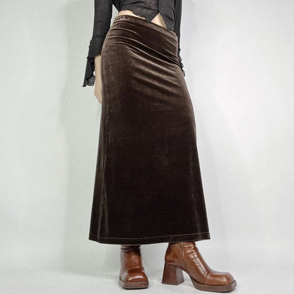 Velvet Mermaid Maxi Skirt - Low Rise