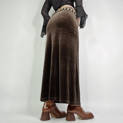 Velvet Mermaid Maxi Skirt - Low Rise