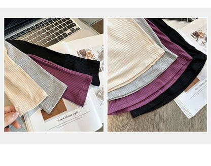 Off-Shoulder Top with Long Sleeves in Solid Color