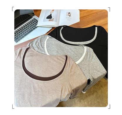 Scoop Neck Mock Two-Piece Long-Sleeve Top