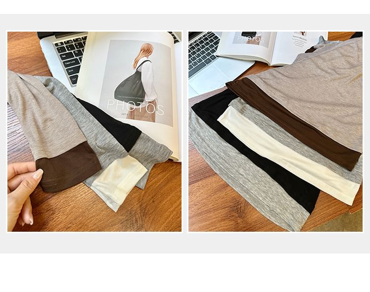 Scoop Neck Mock Two-Piece Long-Sleeve Top