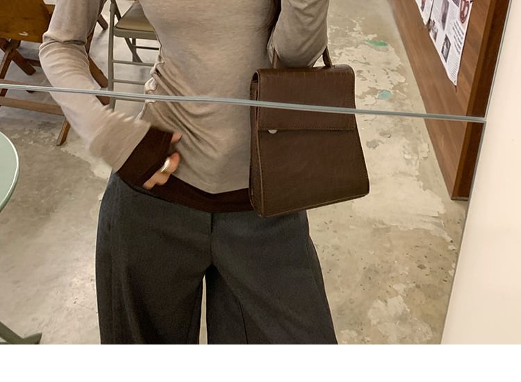Scoop Neck Mock Two-Piece Long-Sleeve Top
