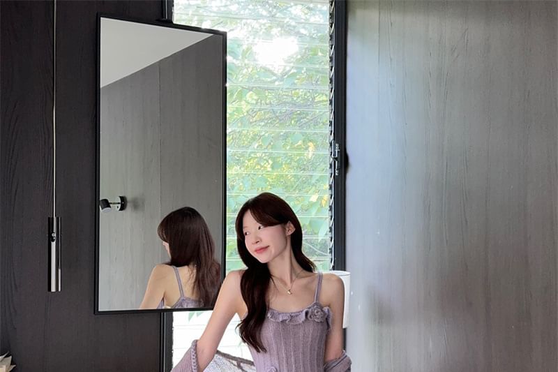 Plain Cardigan / Sleeveless Maxi Dress