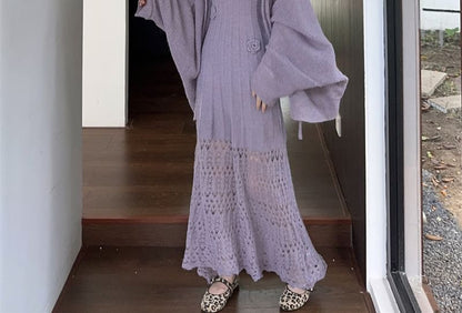 Plain Cardigan / Sleeveless Maxi Dress