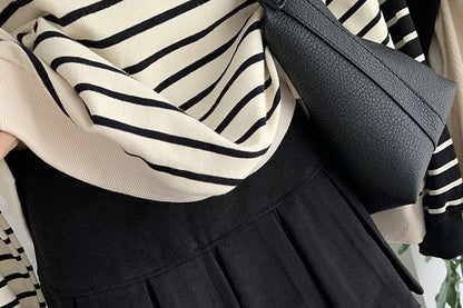 Leopard & Faux Suede Mini Pleated Skirt