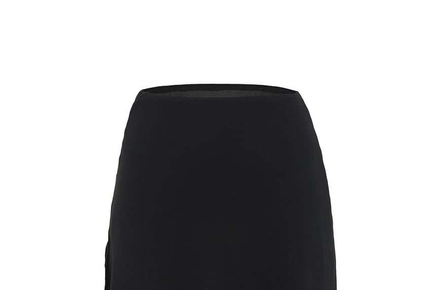 Asymmetrical Chiffon Mini Pencil Skirt