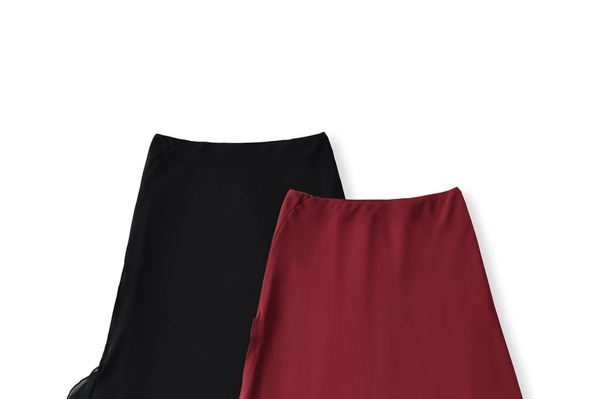 Asymmetrical Chiffon Mini Pencil Skirt