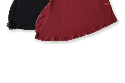 Asymmetrical Chiffon Mini Pencil Skirt