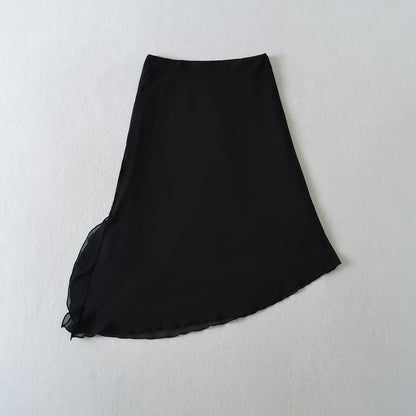 Asymmetrical Chiffon Mini Pencil Skirt