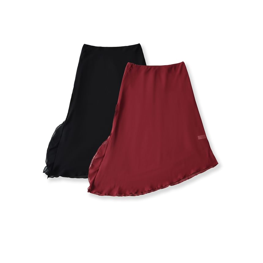 Asymmetrical Chiffon Mini Pencil Skirt