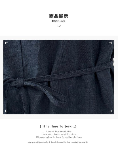 Tie-Waist Blouse with Lace Trim Round Neck and Sleeveless Cut