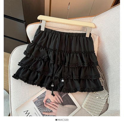 Tiered Mini A-Line Skirt with Drawstring