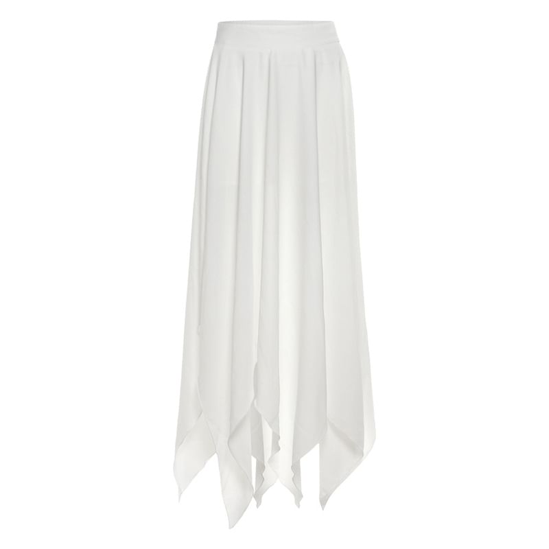 High Waist Asymmetric A-Line Maxi Skirt
